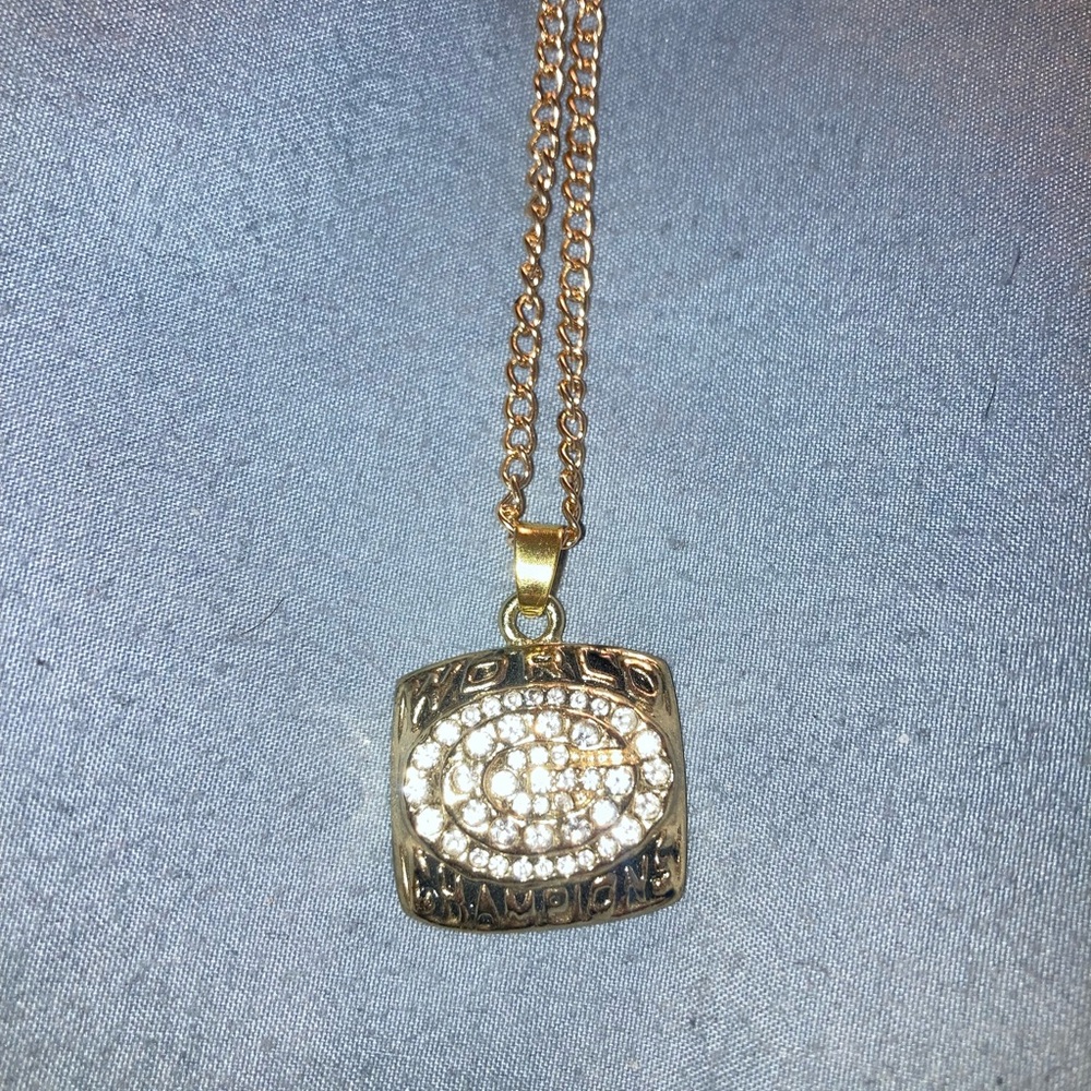 Green Bay Packers Gold Tone Crystal Pendant Necklace - Women's Fashion Jewelry